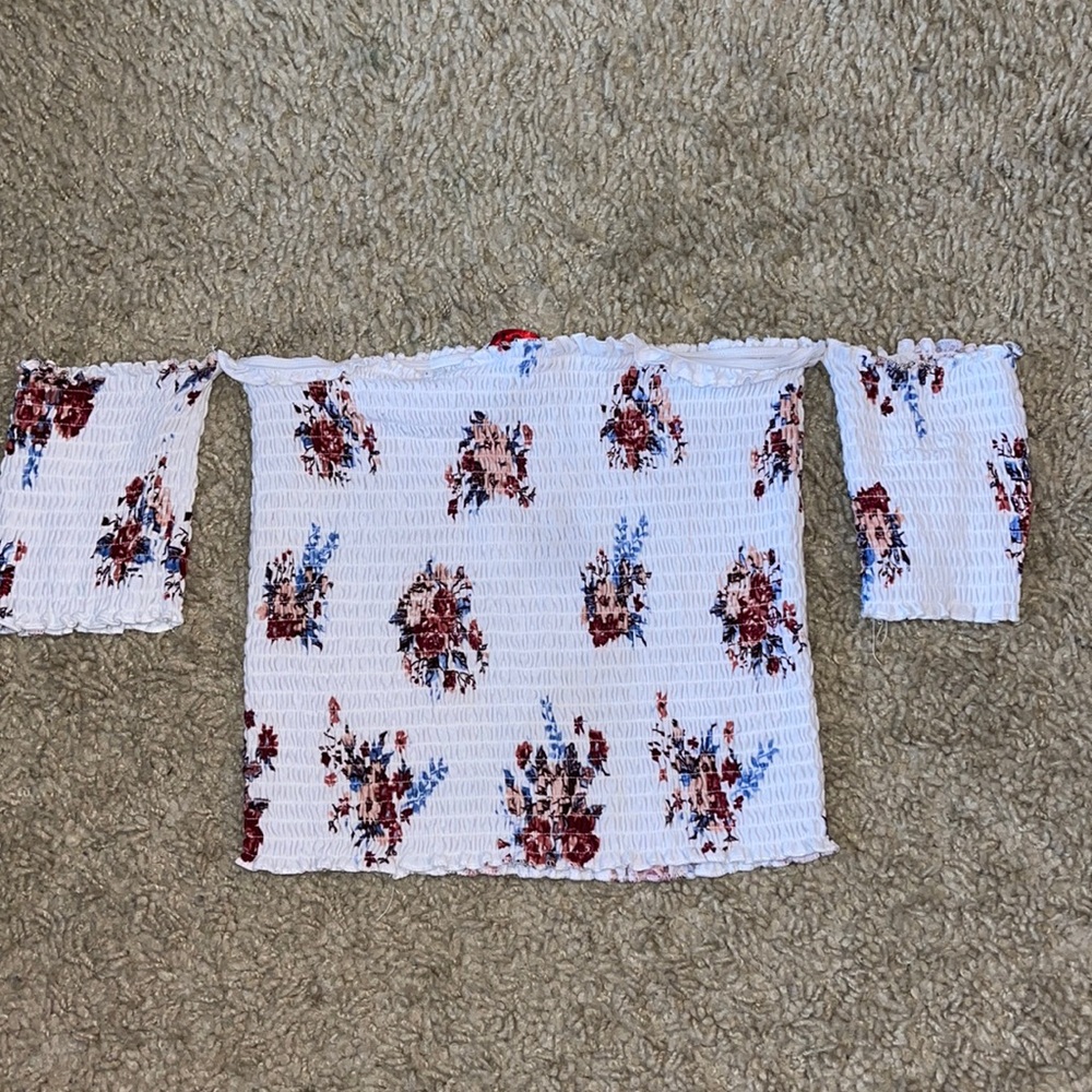 Off the shoulder floral crop top